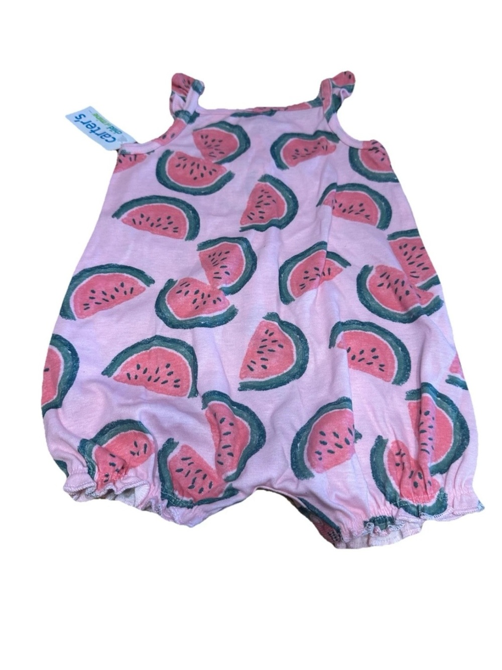 Carter’s Child of Mine Baby Girl 12M Pink Watermelon Romper Sleeveless NWT
